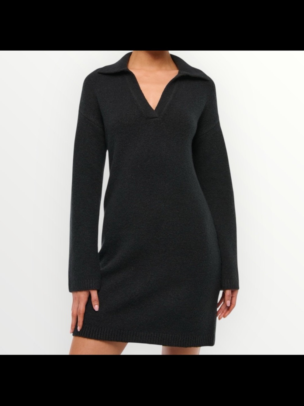 Abercrombie Black V-Neck Collar Knit Dress - small